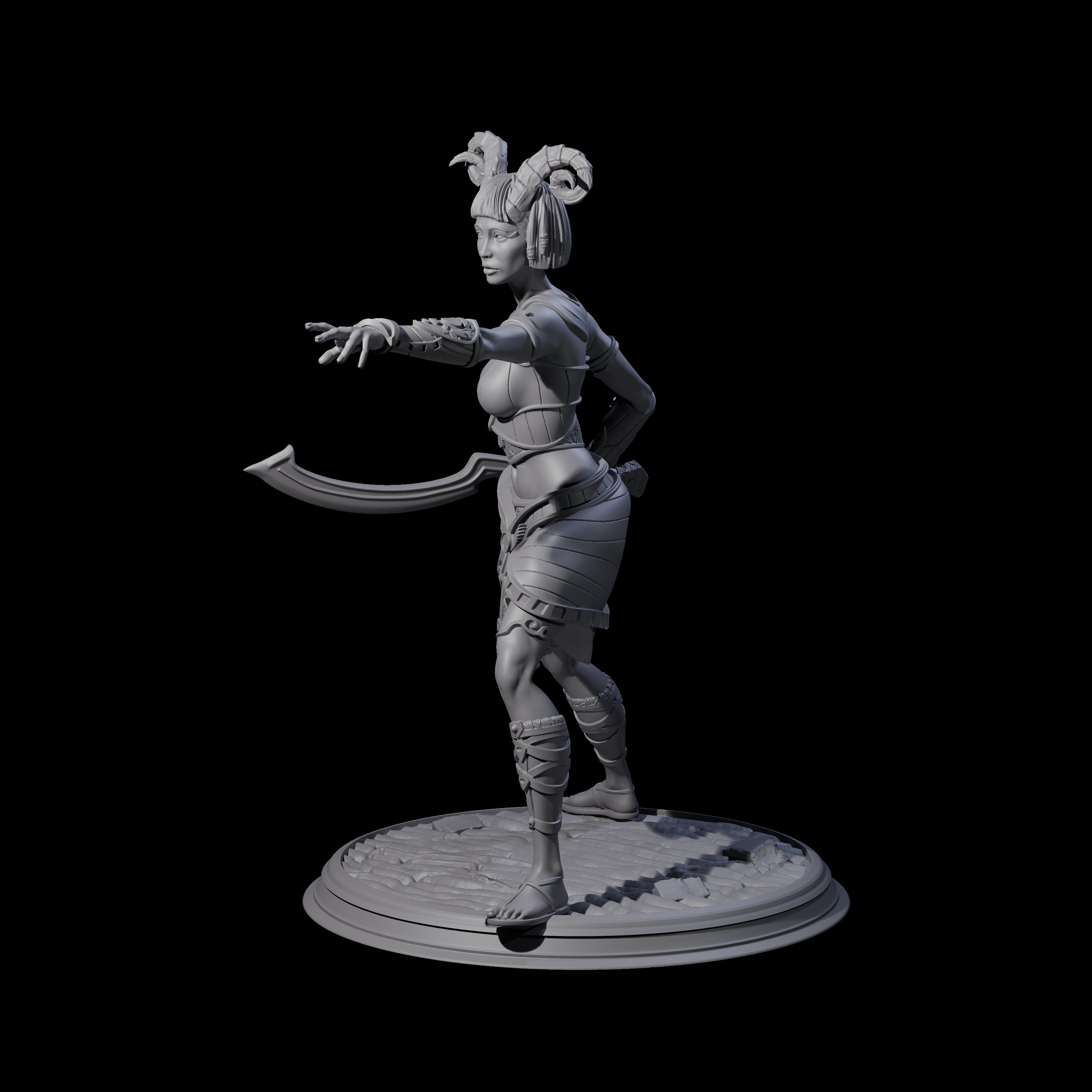 Pointing Tiefling Fighter Miniature for Dungeons and Dragons, Pathfinder or other TTRPGs