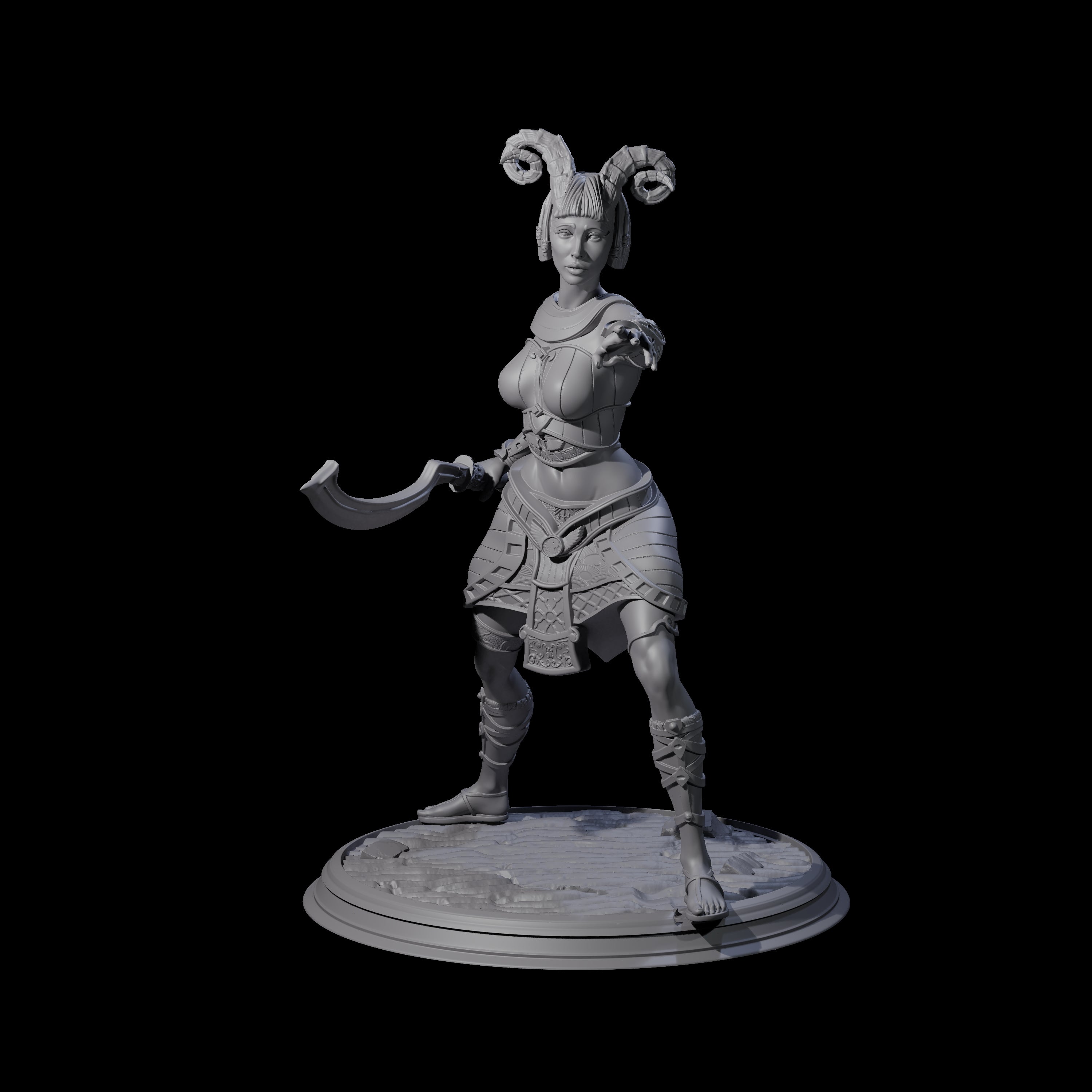 Pointing Tiefling Fighter Miniature for Dungeons and Dragons, Pathfinder or other TTRPGs