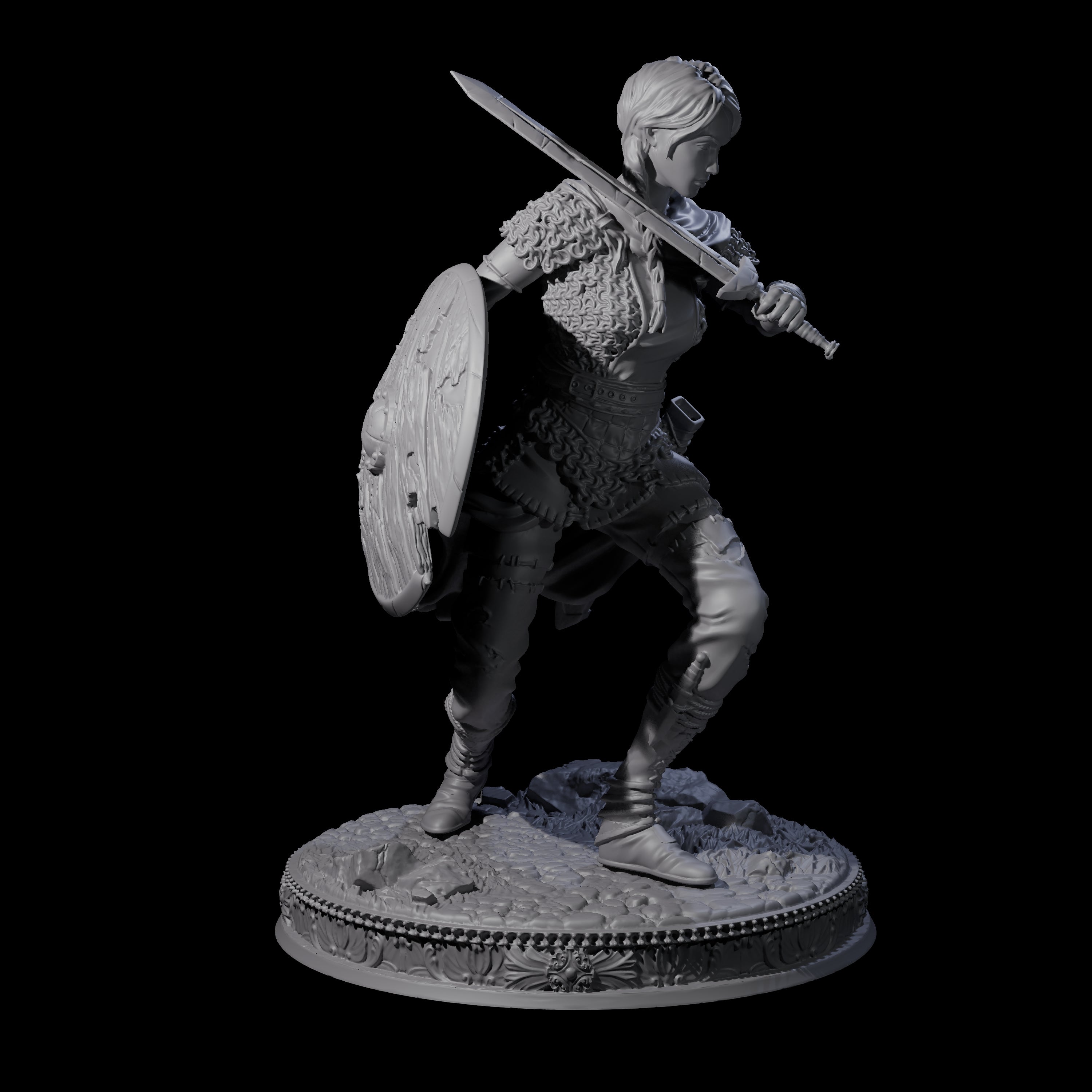 Poised Fighter Miniature for Dungeons and Dragons, Pathfinder or other TTRPGs