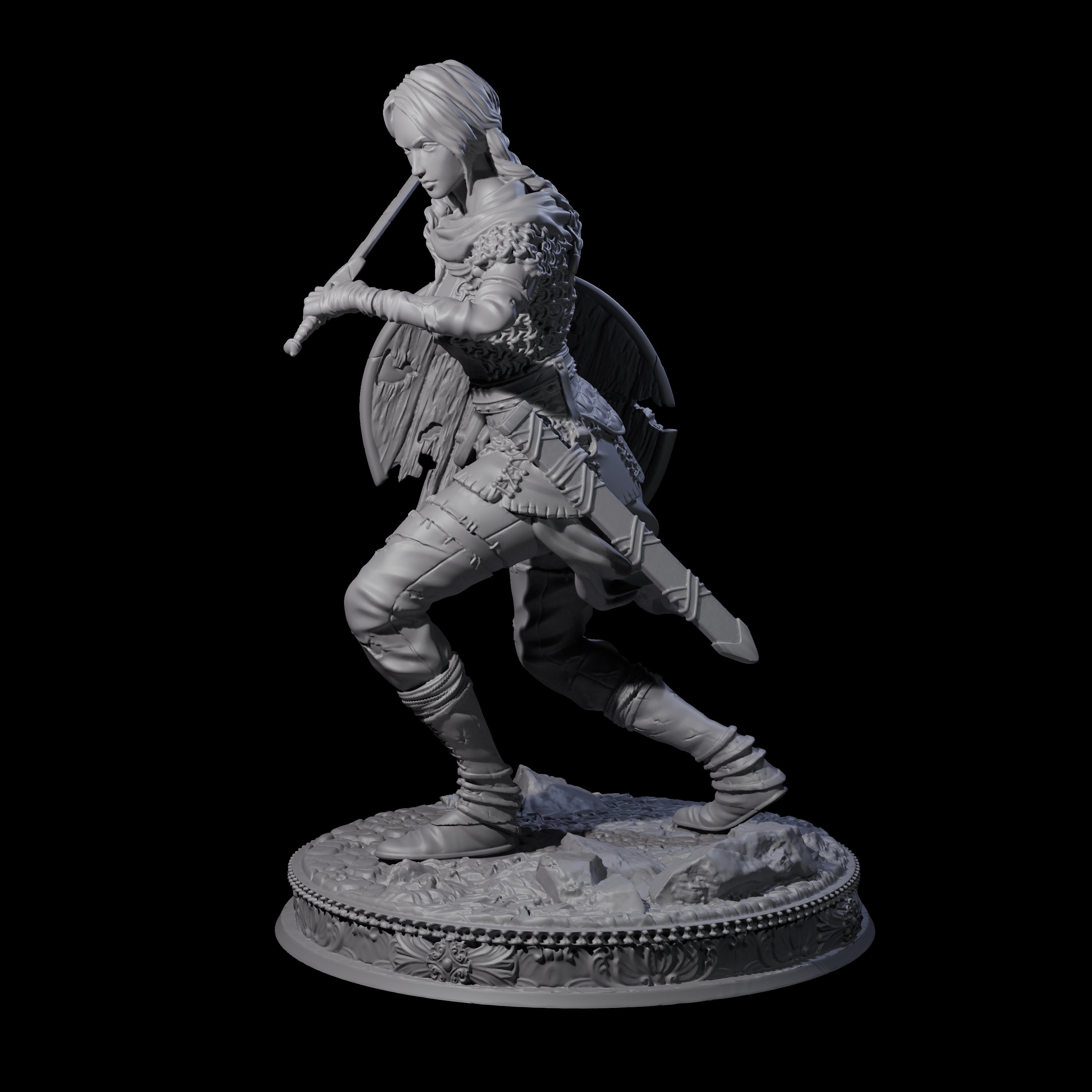 Poised Fighter Miniature for Dungeons and Dragons, Pathfinder or other TTRPGs