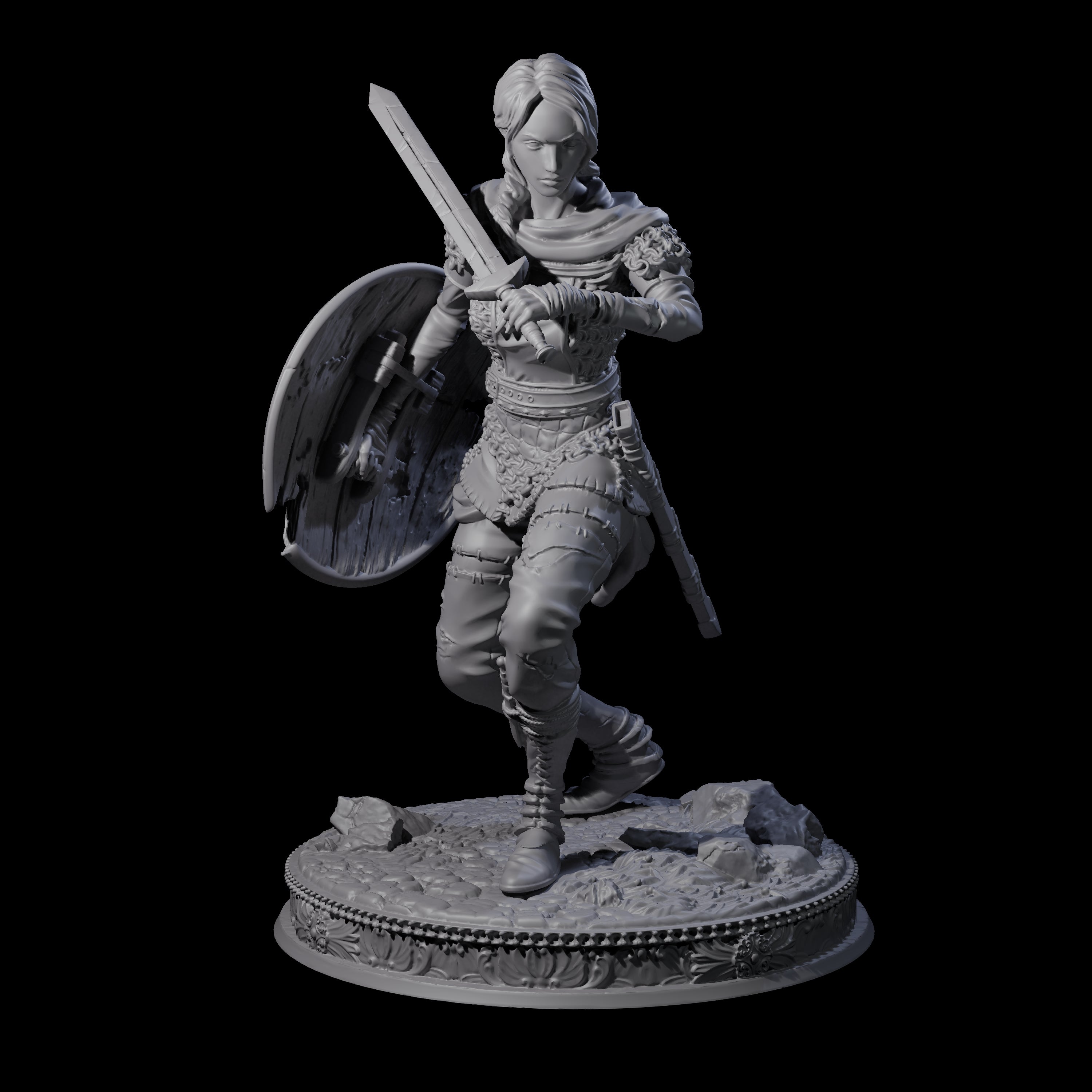 Poised Fighter Miniature for Dungeons and Dragons, Pathfinder or other TTRPGs