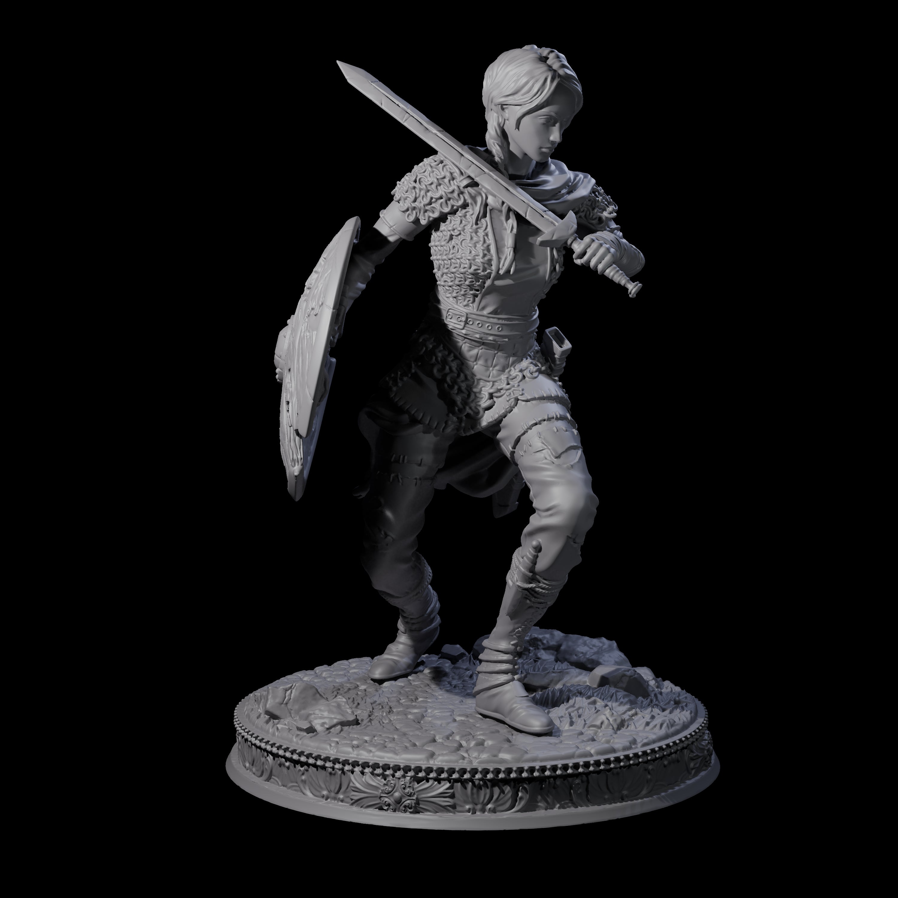 Poised Fighter Miniature for Dungeons and Dragons, Pathfinder or other TTRPGs