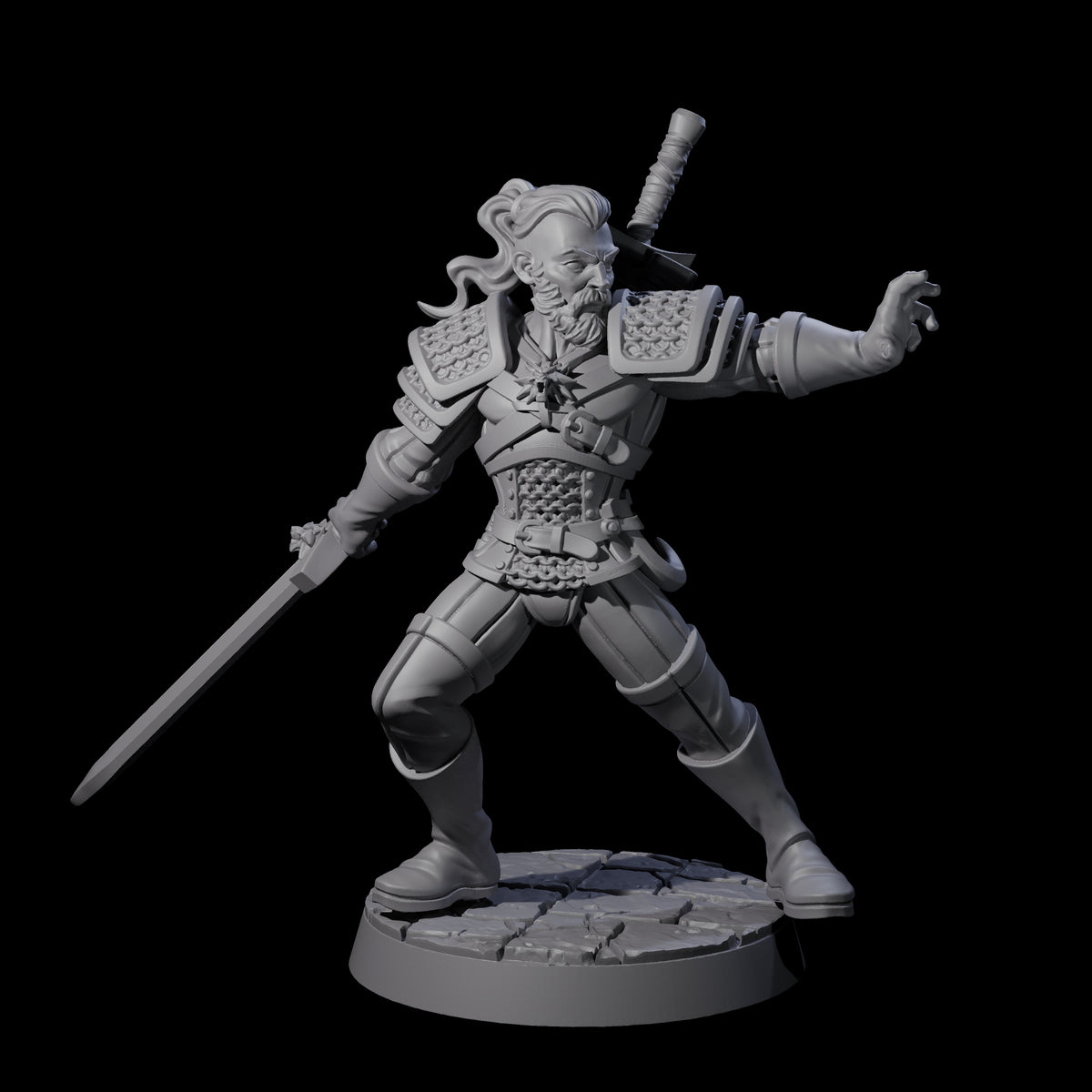 Poised Monster Hunter Miniature for Dungeons and Dragons, Pathfinder or other TTRPGs