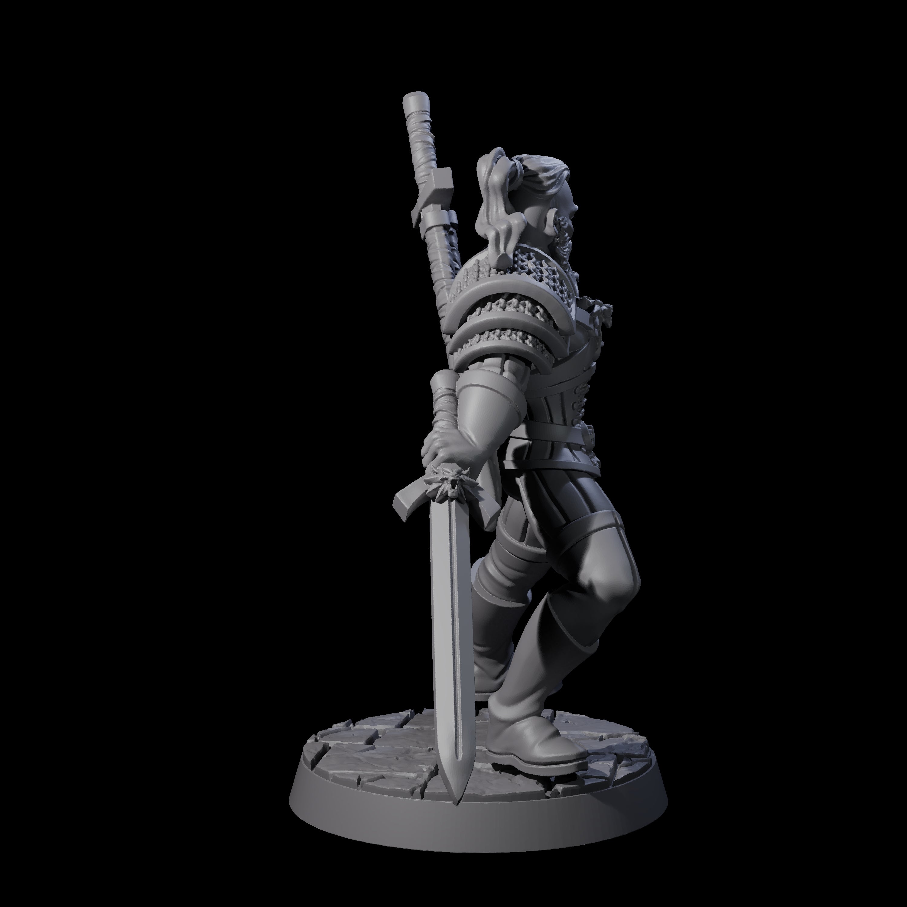 Poised Monster Hunter Miniature for Dungeons and Dragons, Pathfinder or other TTRPGs