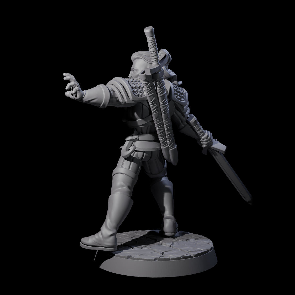 Poised Monster Hunter Miniature for Dungeons and Dragons, Pathfinder or other TTRPGs