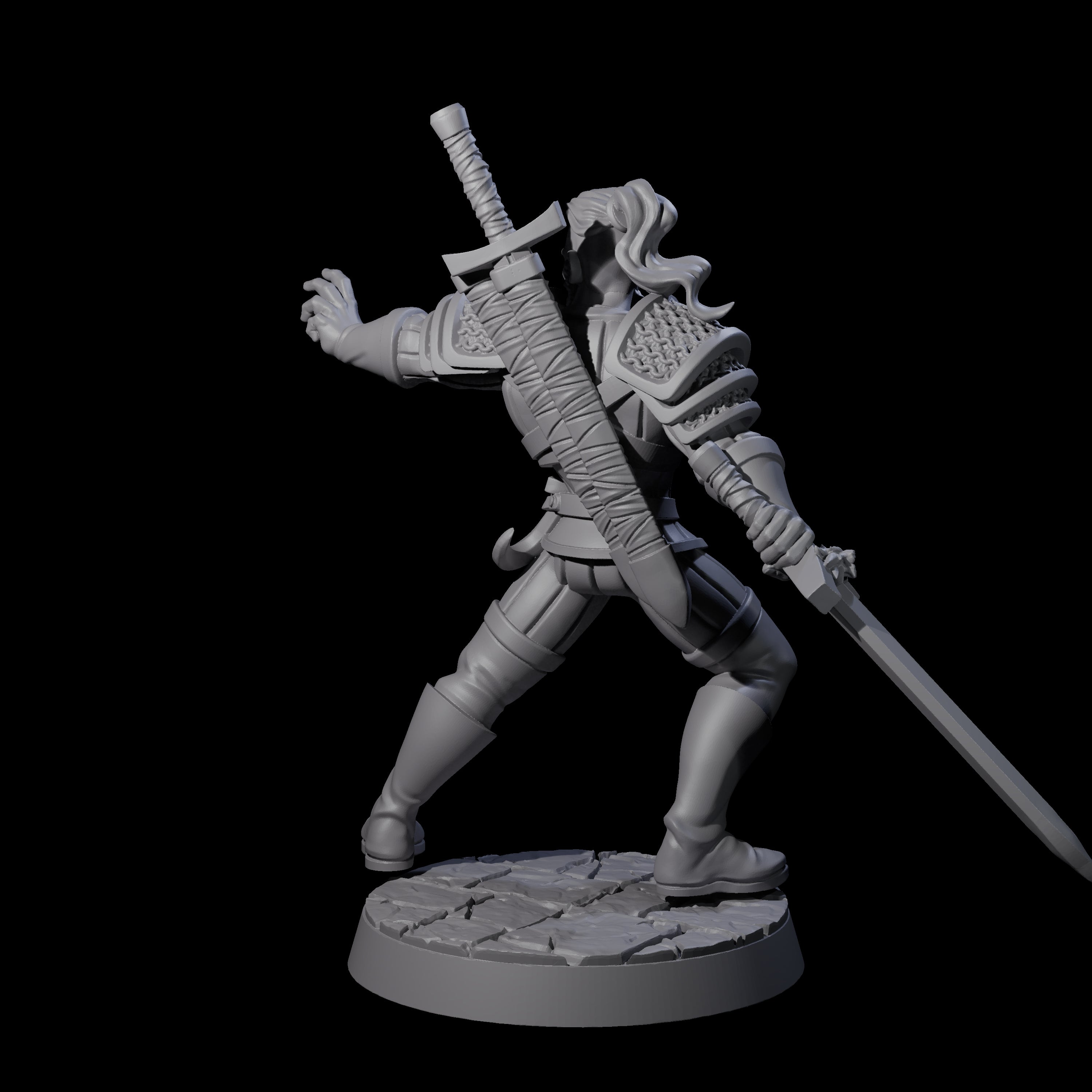 Poised Monster Hunter Miniature for Dungeons and Dragons, Pathfinder or other TTRPGs