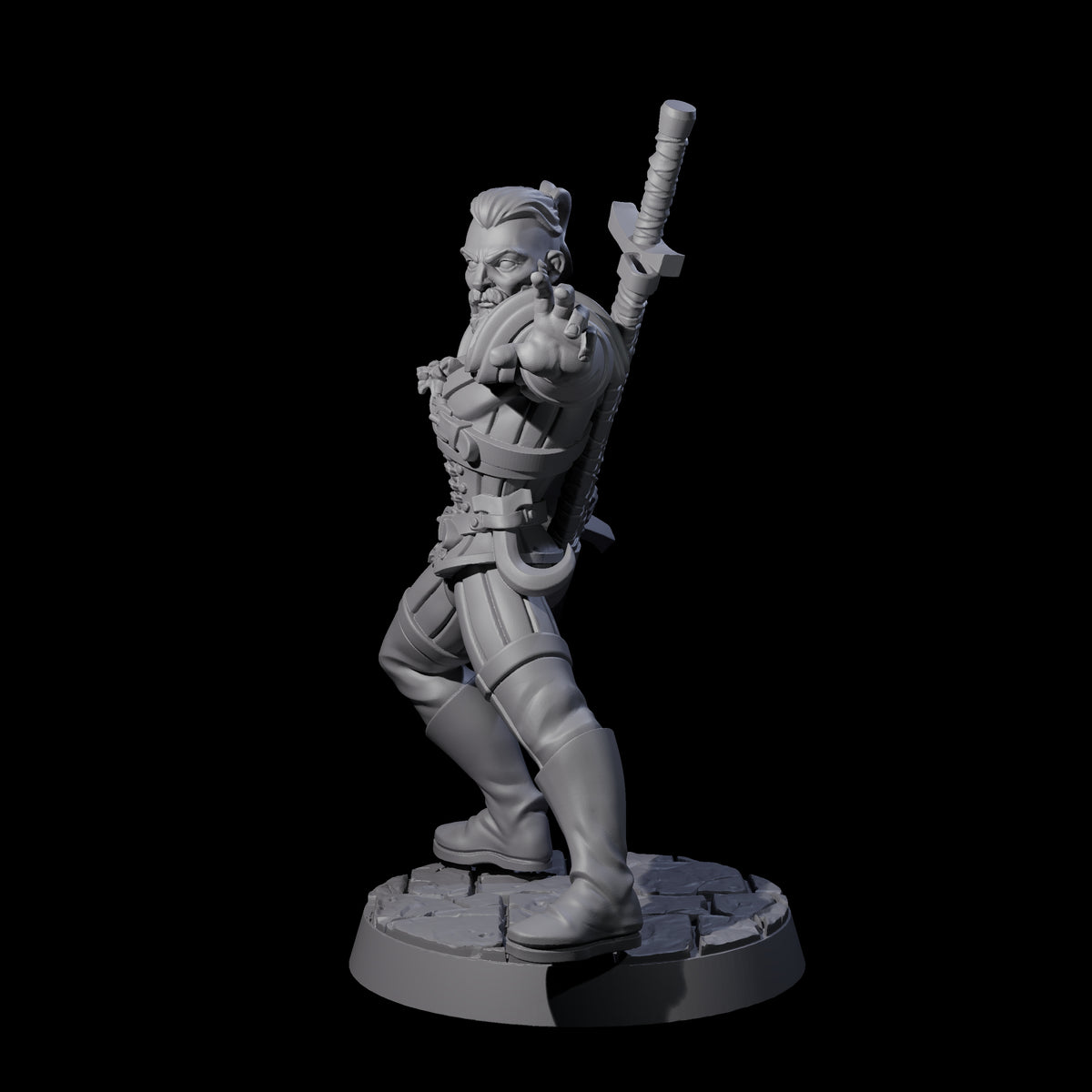 Poised Monster Hunter Miniature for Dungeons and Dragons, Pathfinder or other TTRPGs