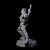 Poised Monster Hunter Miniature for Dungeons and Dragons, Pathfinder or other TTRPGs