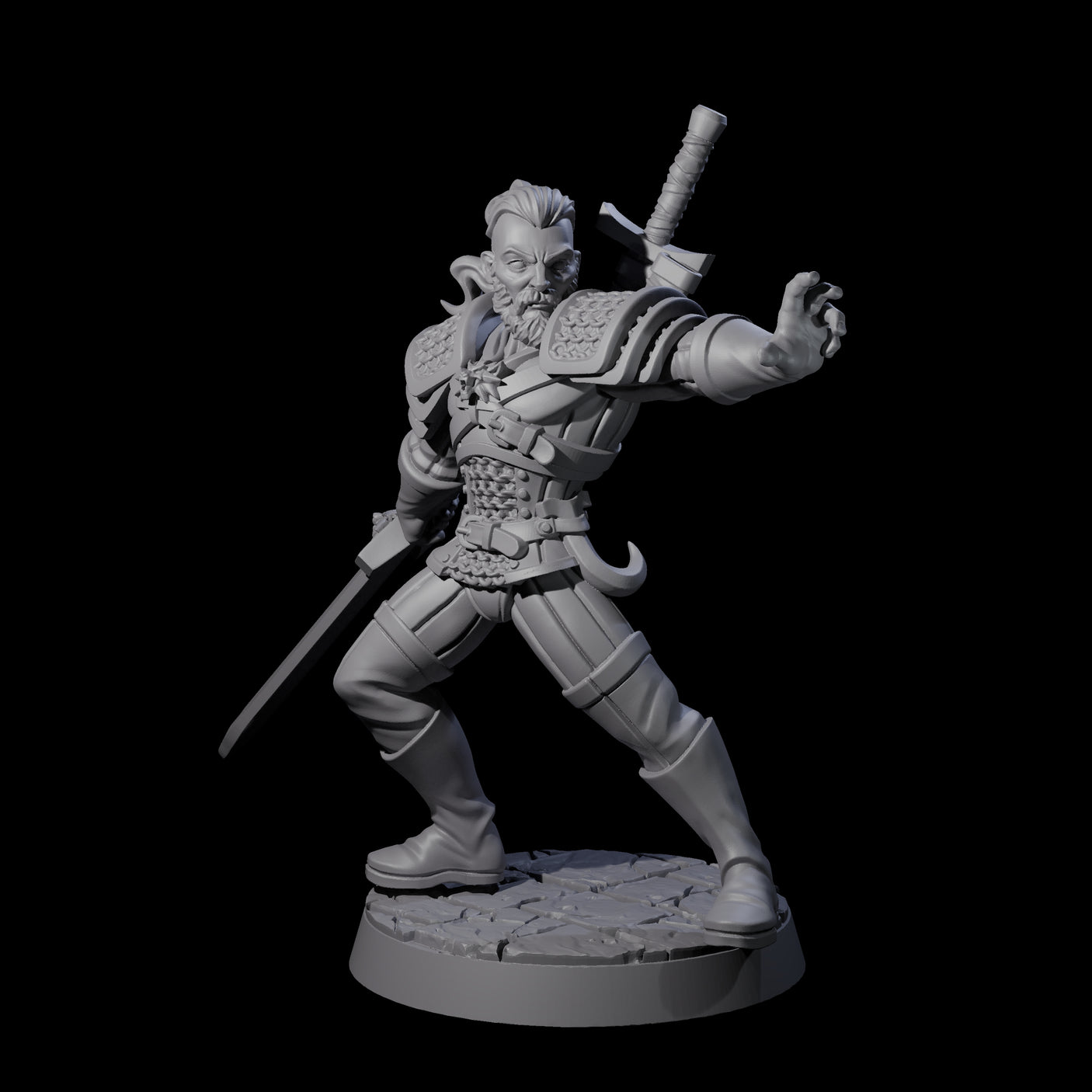 Poised Monster Hunter Miniature for Dungeons and Dragons, Pathfinder or other TTRPGs