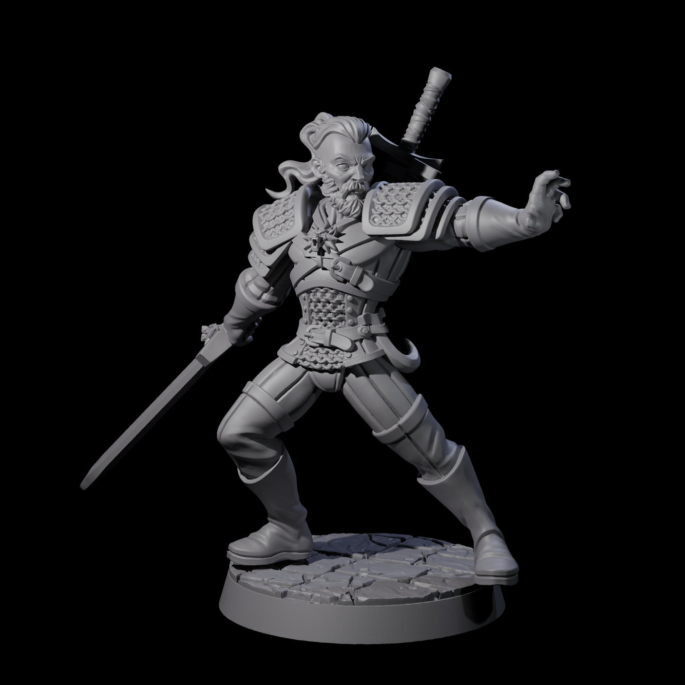 Poised Monster Hunter Miniature for Dungeons and Dragons, Pathfinder or other TTRPGs