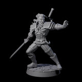 Poised Monster Hunter Miniature for Dungeons and Dragons, Pathfinder or other TTRPGs