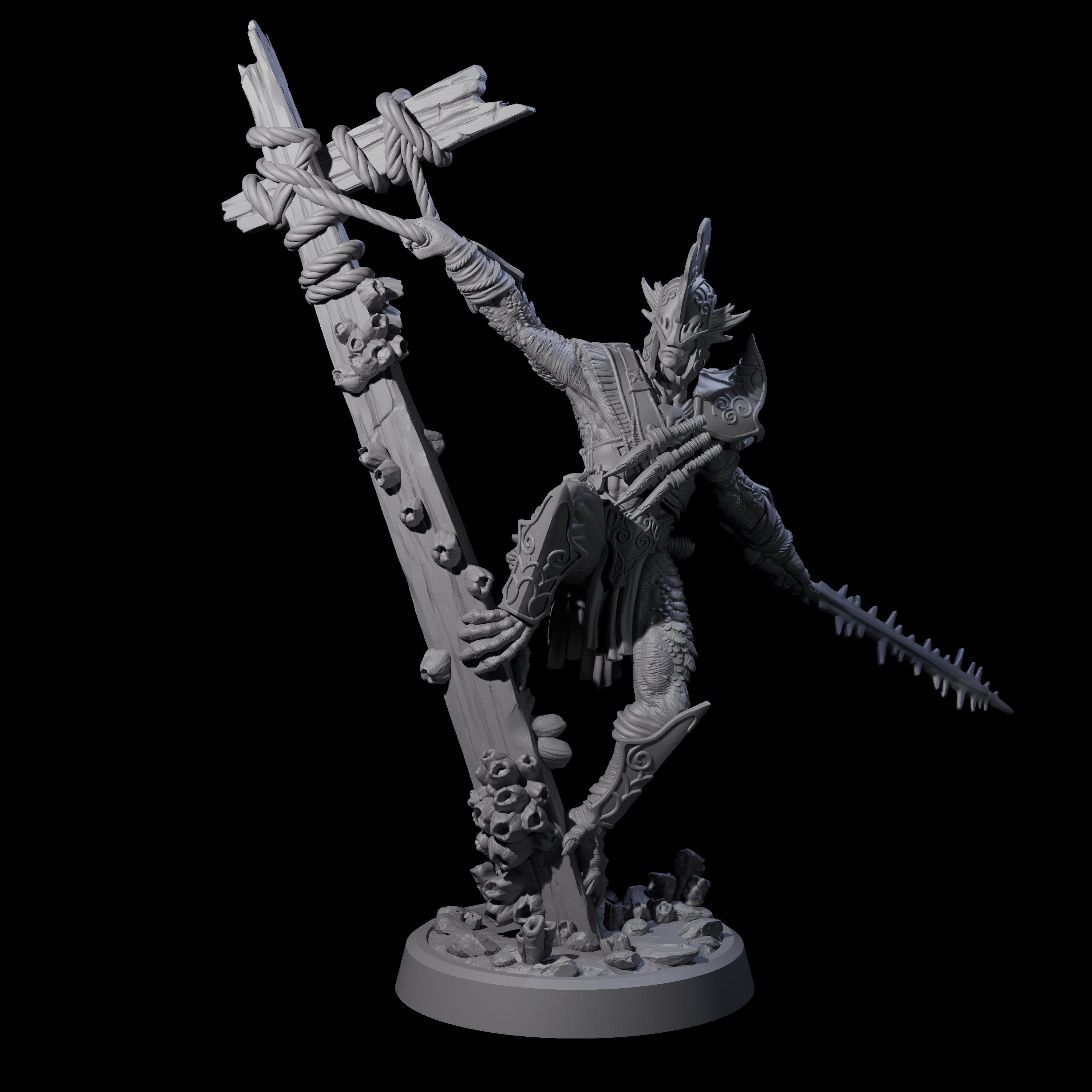 Poised Triton Paladin Miniature for Dungeons and Dragons, Pathfinder or other TTRPGs