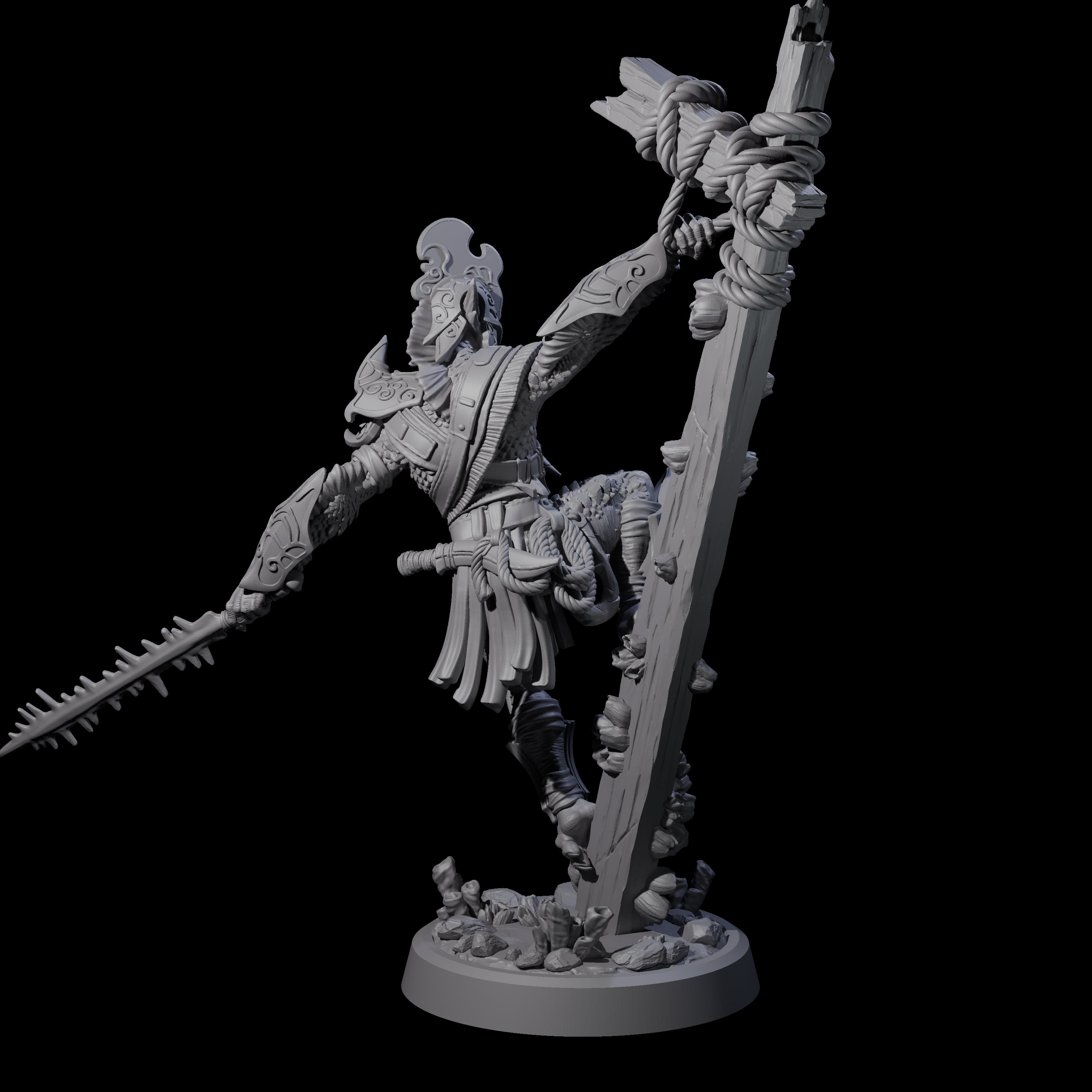 Poised Triton Paladin Miniature for Dungeons and Dragons, Pathfinder or other TTRPGs