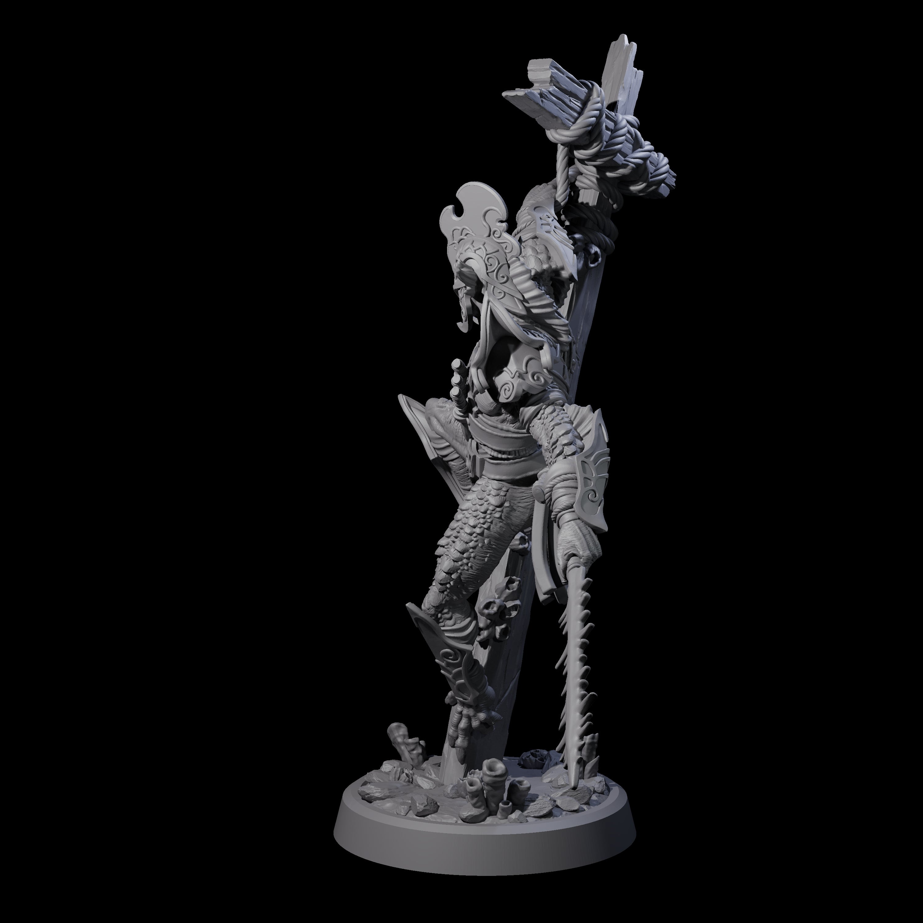 Poised Triton Paladin Miniature for Dungeons and Dragons, Pathfinder or other TTRPGs
