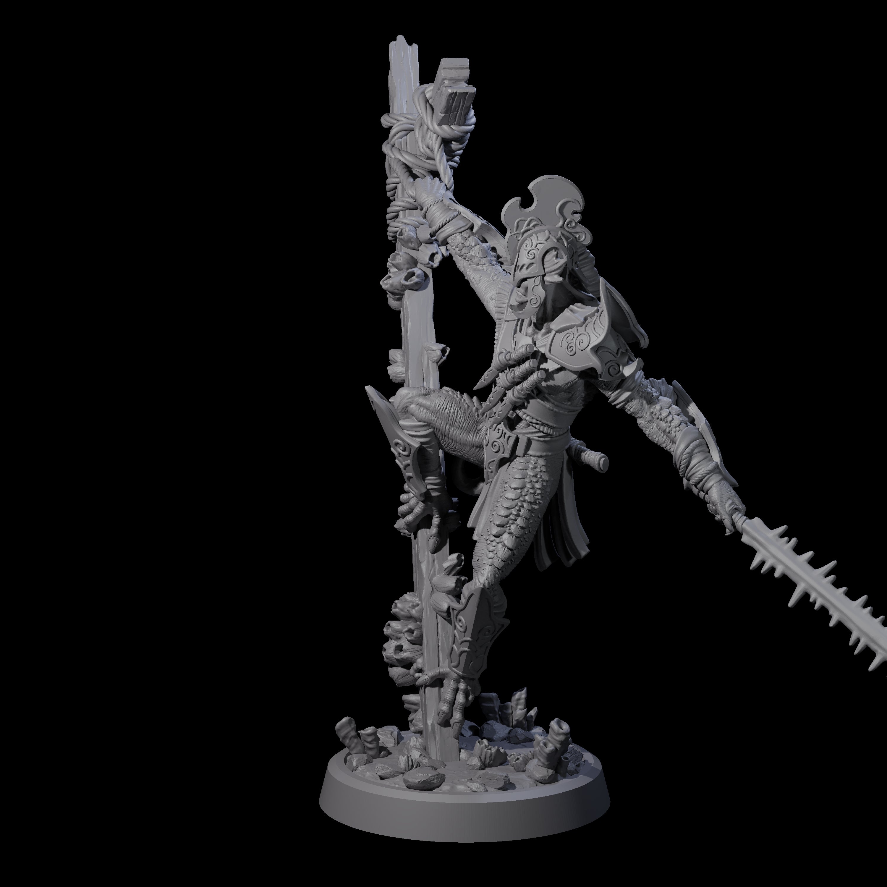 Poised Triton Paladin Miniature for Dungeons and Dragons, Pathfinder or other TTRPGs