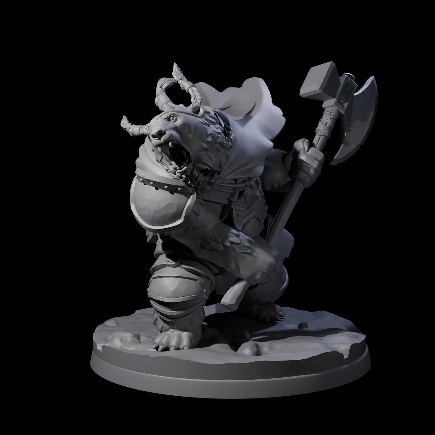 Polar Ursine Warrior A Miniature for Dungeons and Dragons, Pathfinder or other TTRPGs