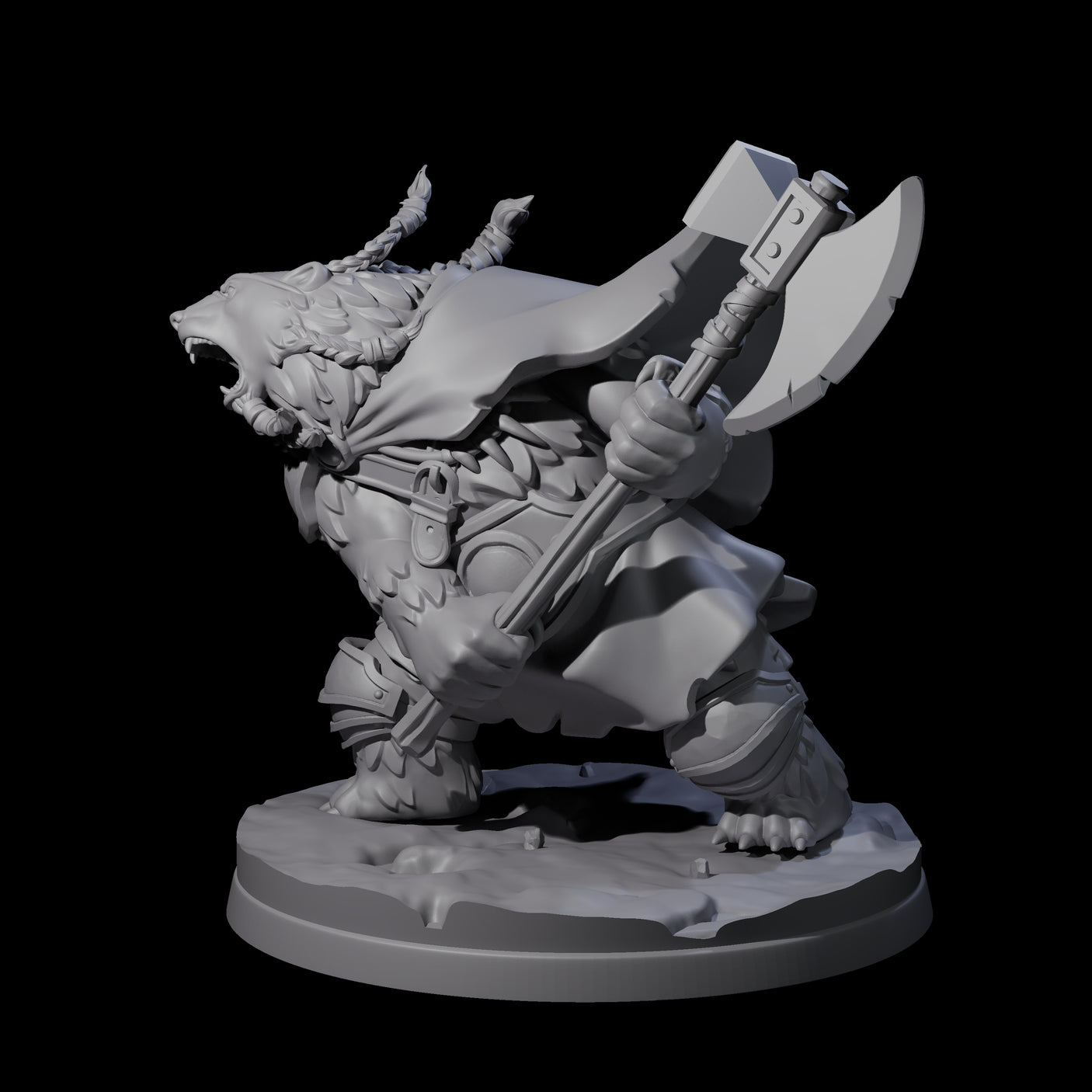 Polar Ursine Warrior A Miniature for Dungeons and Dragons, Pathfinder or other TTRPGs
