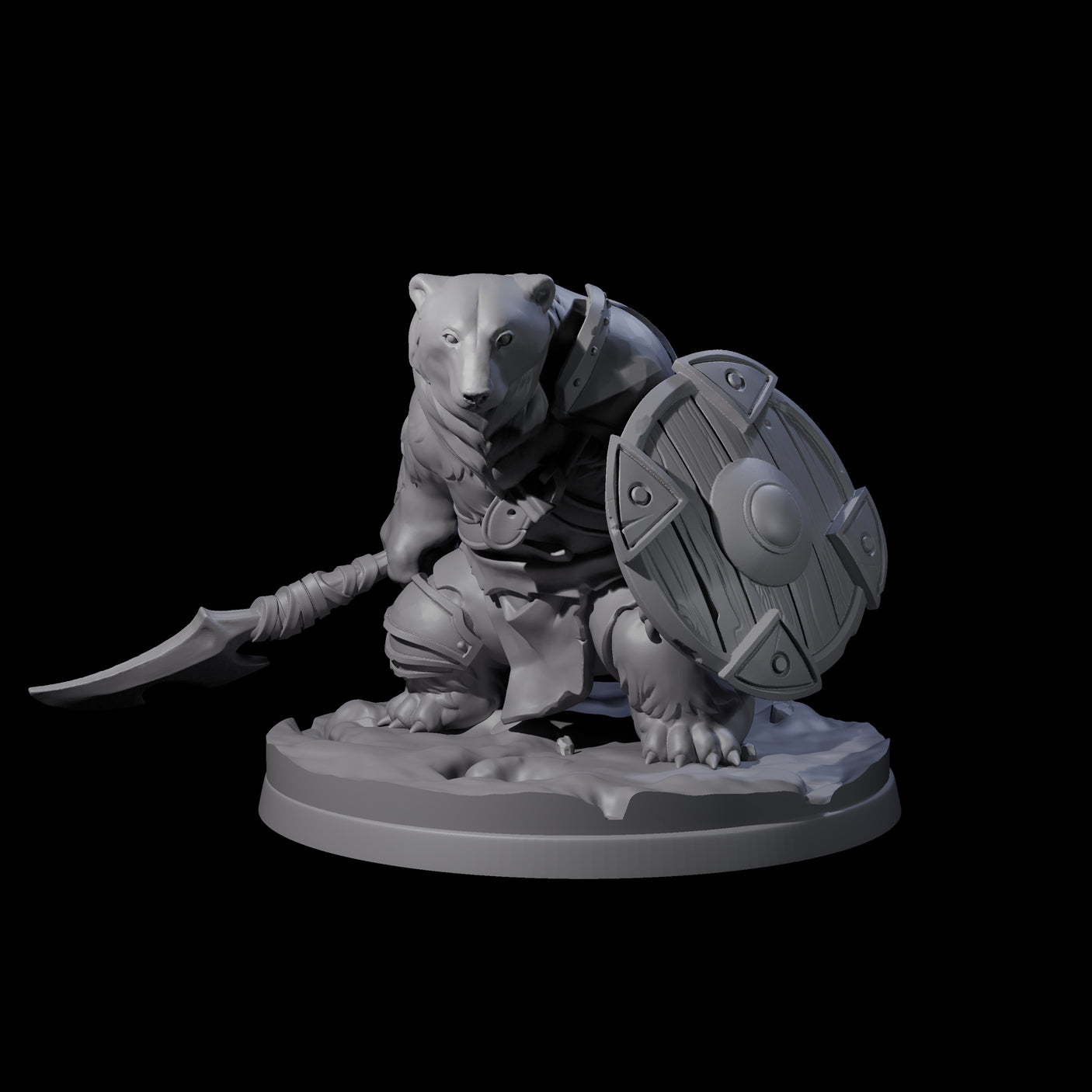 Polar Ursine Warrior B Miniature for Dungeons and Dragons, Pathfinder or other TTRPGs