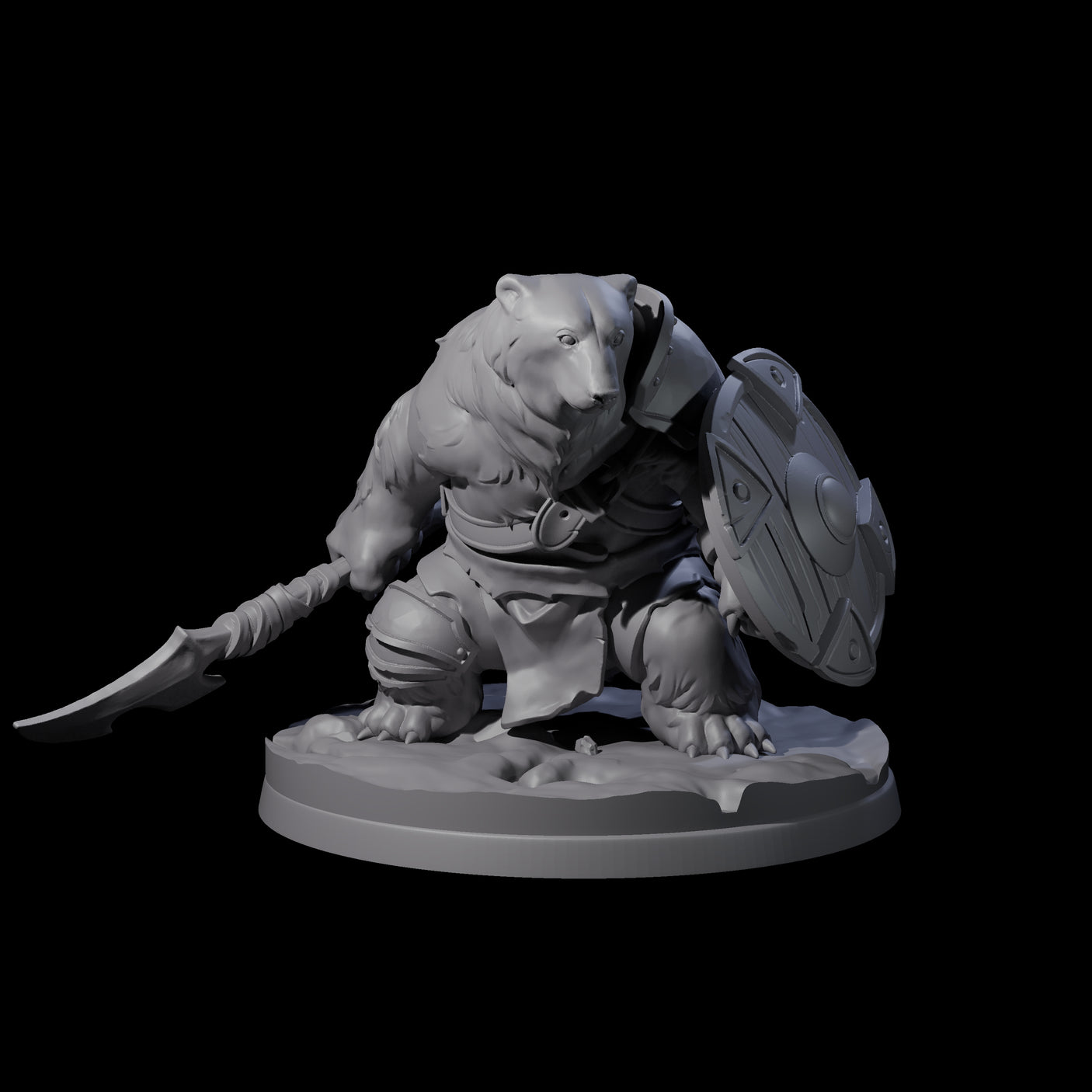 Polar Ursine Warrior B Miniature for Dungeons and Dragons, Pathfinder or other TTRPGs