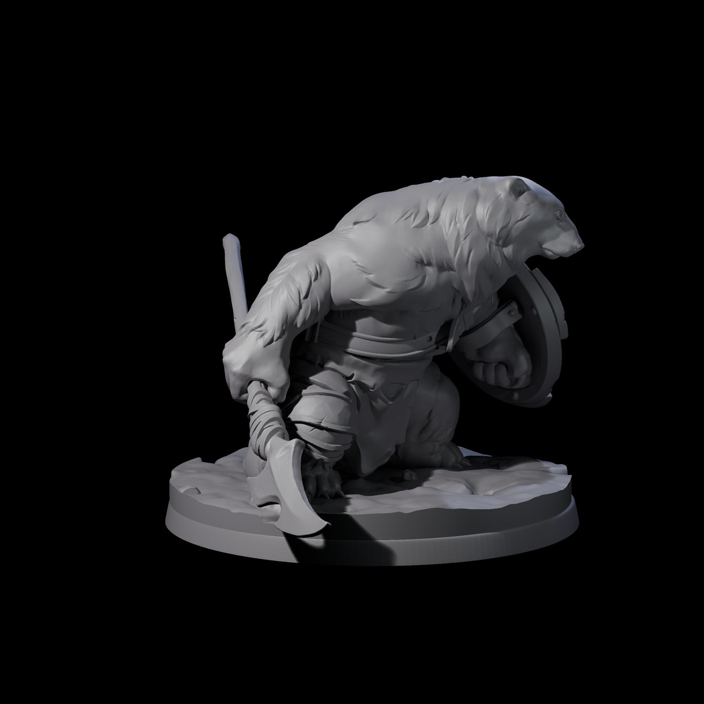 Polar Ursine Warrior B Miniature for Dungeons and Dragons, Pathfinder or other TTRPGs