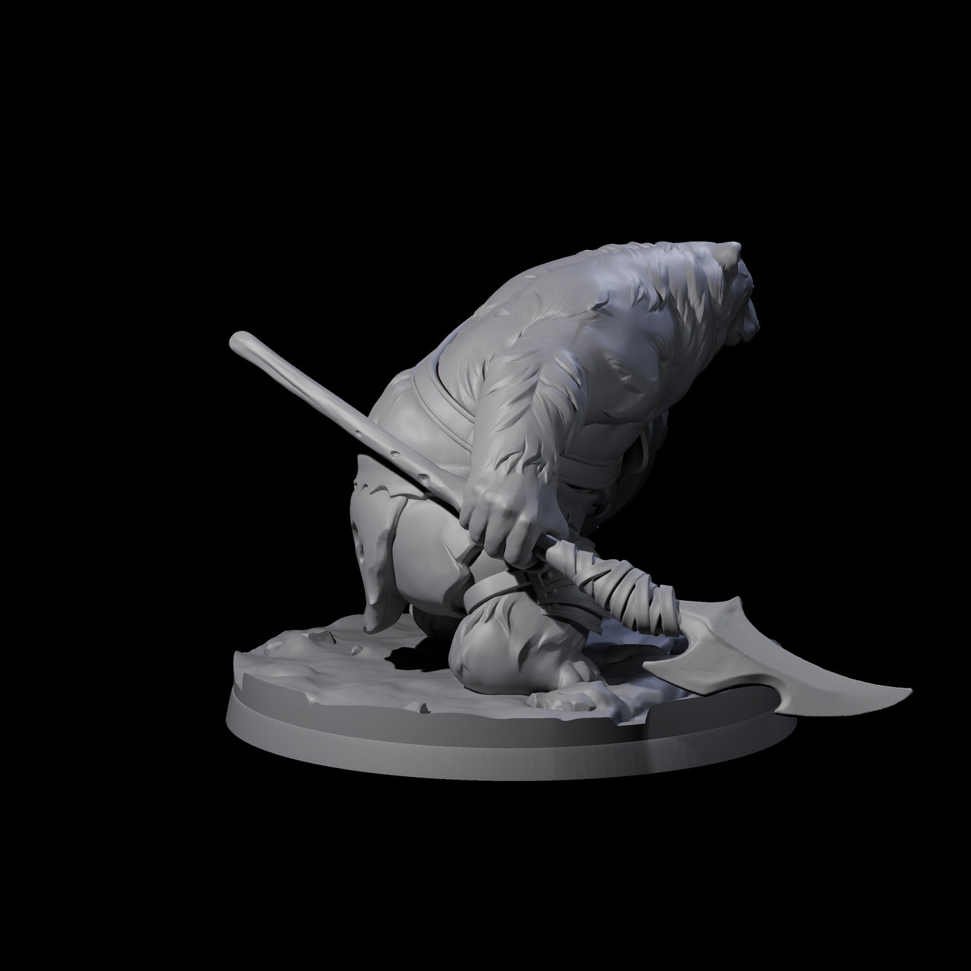 Polar Ursine Warrior B Miniature for Dungeons and Dragons, Pathfinder or other TTRPGs