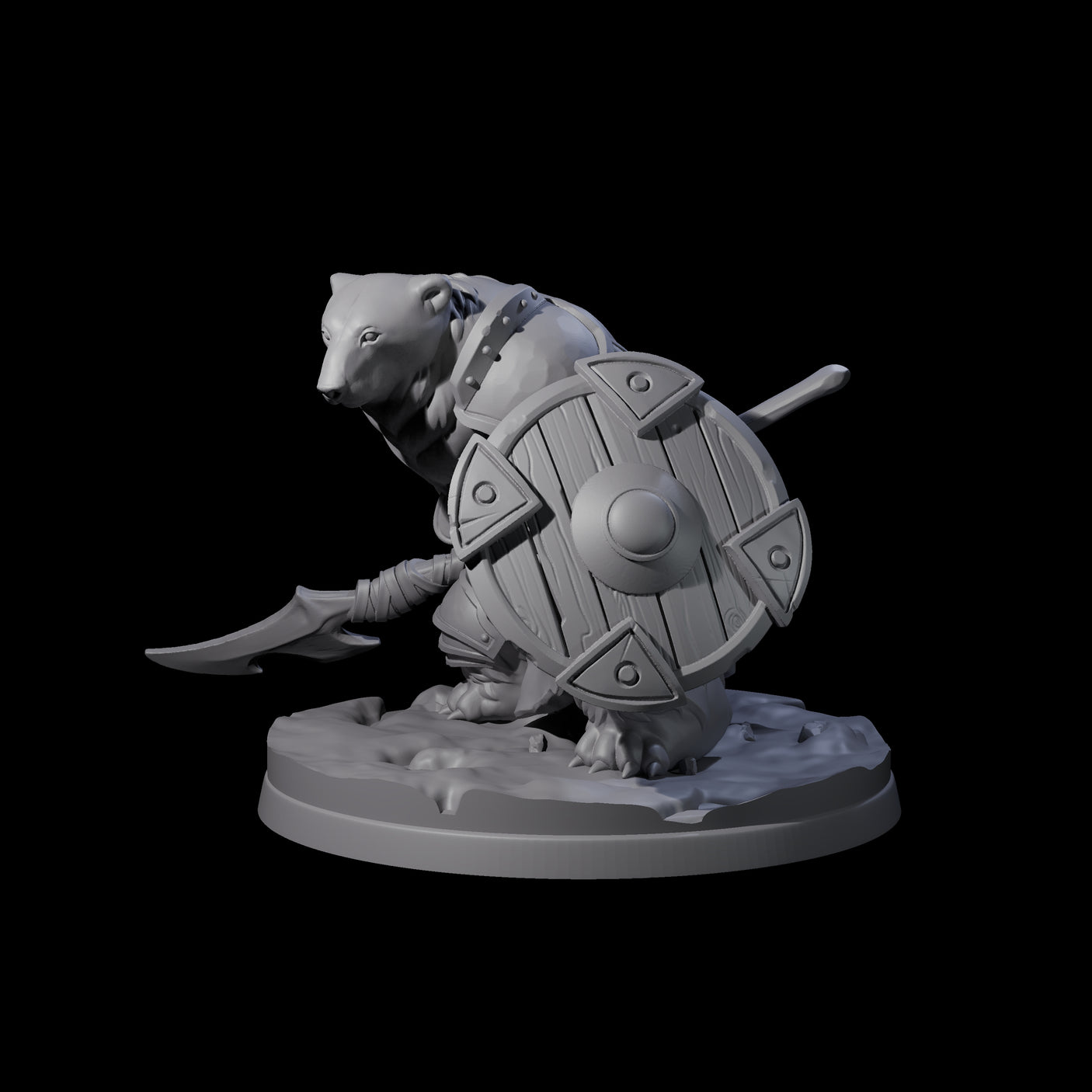 Polar Ursine Warrior B Miniature for Dungeons and Dragons, Pathfinder or other TTRPGs