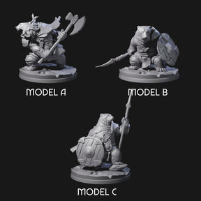Polar Ursine Warriors Miniature for Dungeons and Dragons, Pathfinder or other TTRPGs