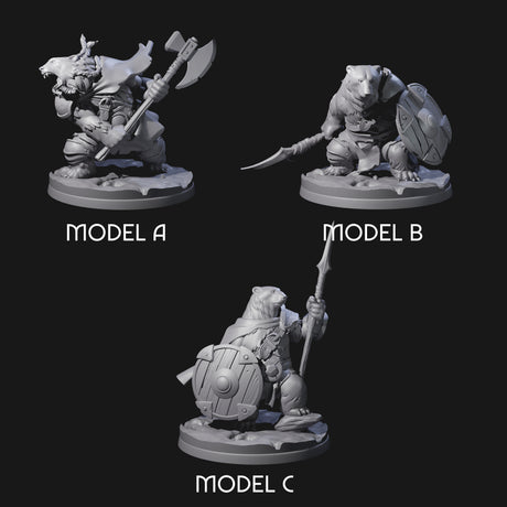 Polar Ursine Warriors Miniature for Dungeons and Dragons, Pathfinder or other TTRPGs