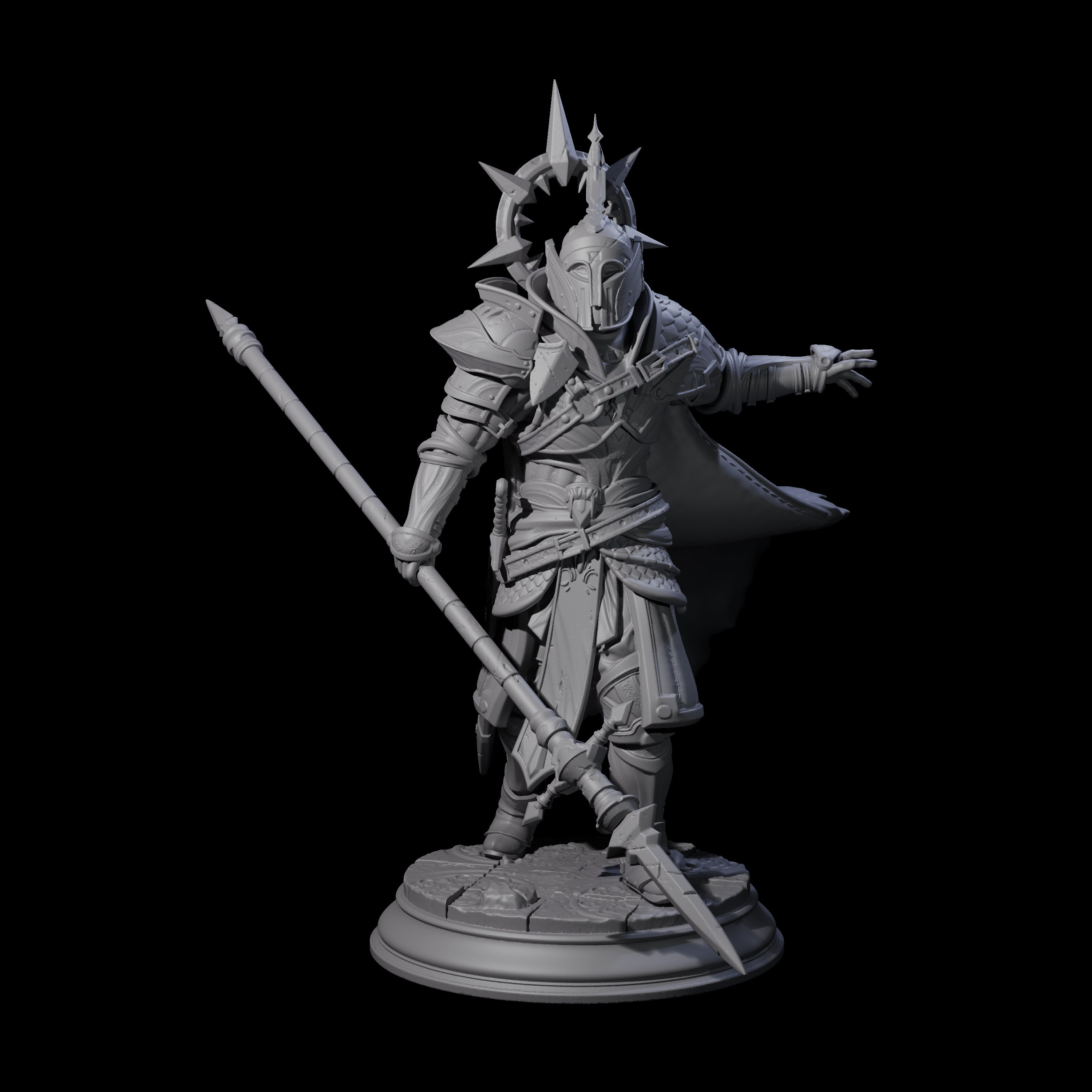 Polearm Paladin Miniature for Dungeons and Dragons, Pathfinder or other TTRPGs