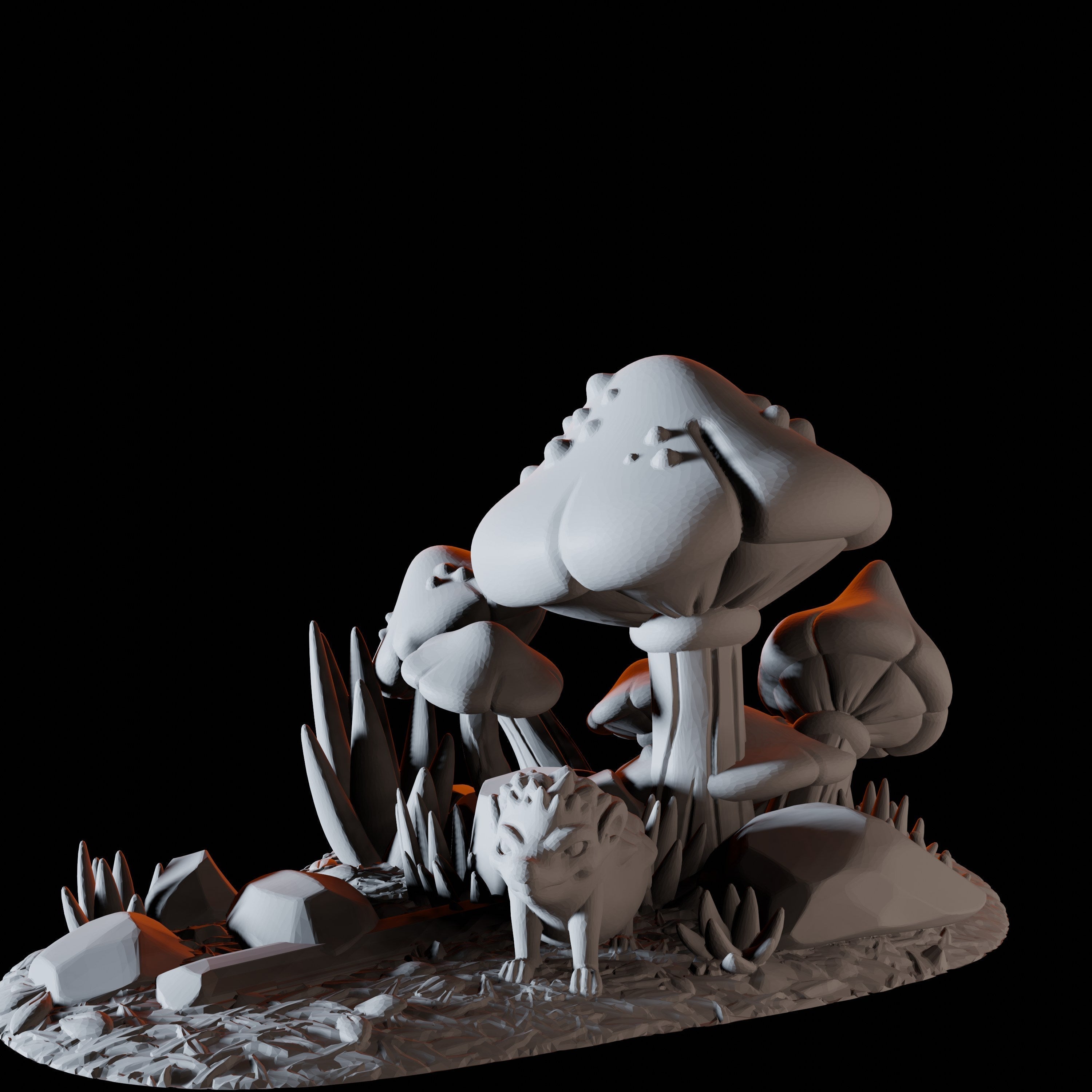 Porcupine and mushrooms - Forest Scatter Terrain Miniature for Dungeons and Dragons - Myth Forged