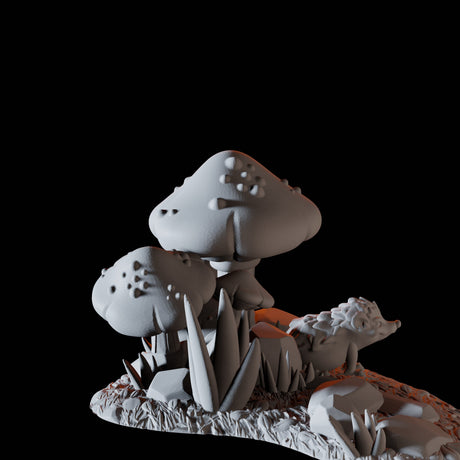 Porcupine and mushrooms Miniature for Dungeons and Dragons, Pathfinder or other TTRPGs