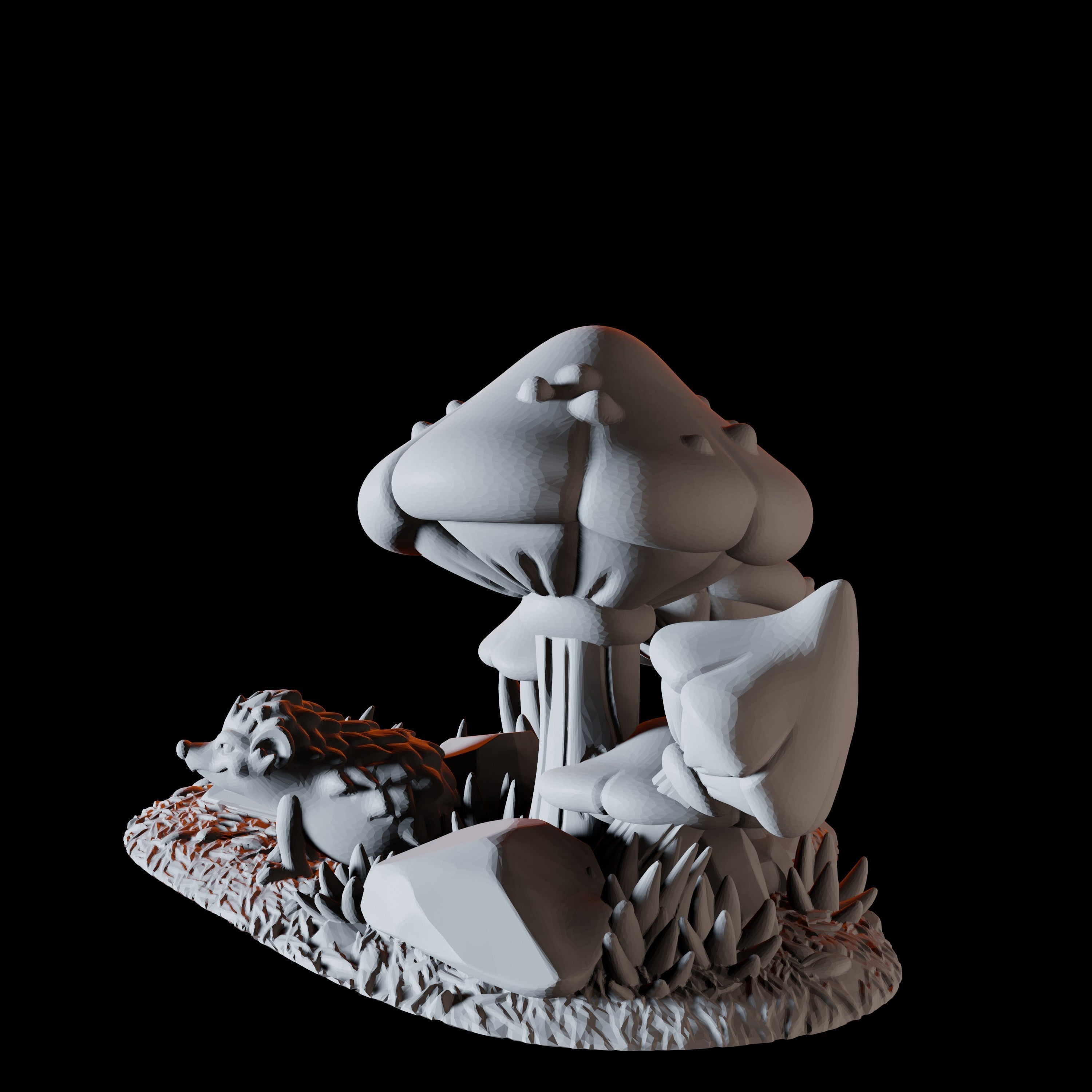 Porcupine and mushrooms - Forest Scatter Terrain Miniature for Dungeons and Dragons - Myth Forged