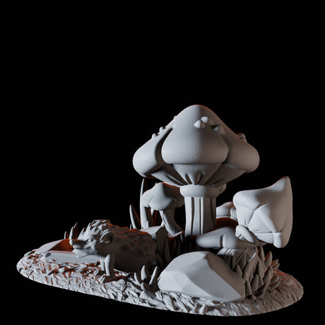 Porcupine and mushrooms Miniature for Dungeons and Dragons, Pathfinder or other TTRPGs