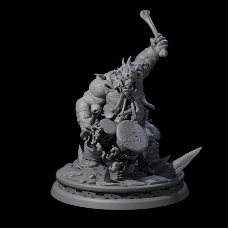 Pounding Ogre Drummer Miniature for Dungeons and Dragons, Pathfinder or other TTRPGs