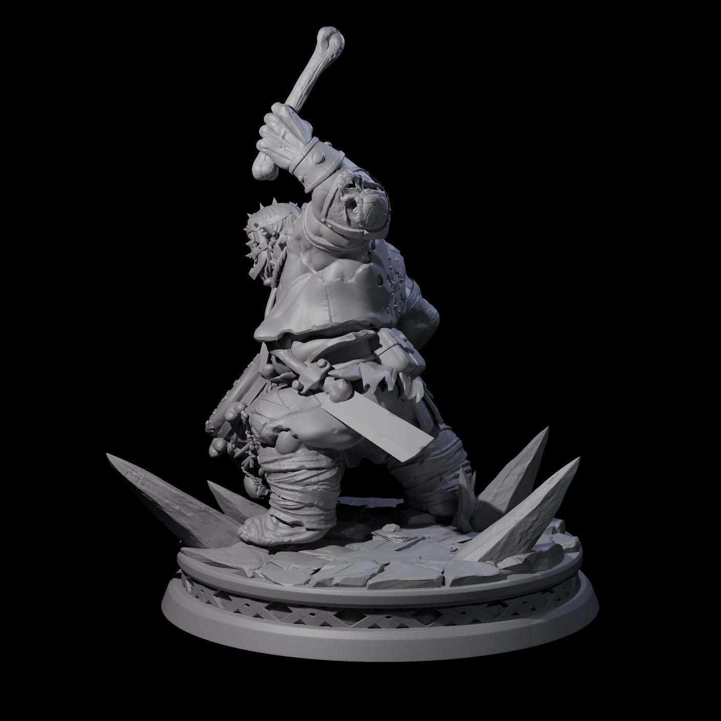 Pounding Ogre Drummer Miniature for Dungeons and Dragons, Pathfinder or other TTRPGs