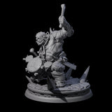 Pounding Ogre Drummer Miniature for Dungeons and Dragons, Pathfinder or other TTRPGs