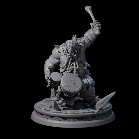 Pounding Ogre Drummer Miniature for Dungeons and Dragons, Pathfinder or other TTRPGs