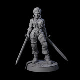 Prepared Duel Sword Fighter Miniature for Dungeons and Dragons, Pathfinder or other TTRPGs