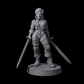 Prepared Duel Sword Fighter Miniature for Dungeons and Dragons, Pathfinder or other TTRPGs