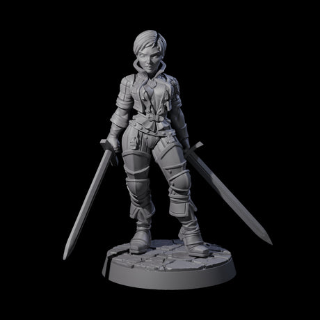Prepared Duel Sword Fighter Miniature for Dungeons and Dragons, Pathfinder or other TTRPGs