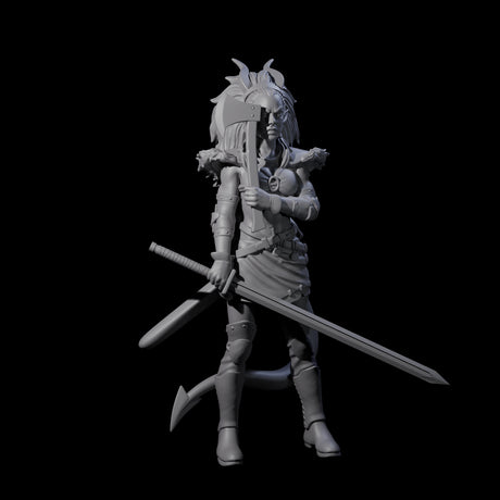 Prepared Female Tiefling Barbarian Miniature for Dungeons and Dragons, Pathfinder or other TTRPGs