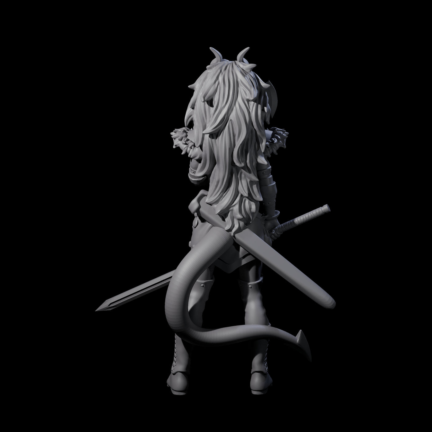 Prepared Female Tiefling Barbarian Miniature for Dungeons and Dragons, Pathfinder or other TTRPGs