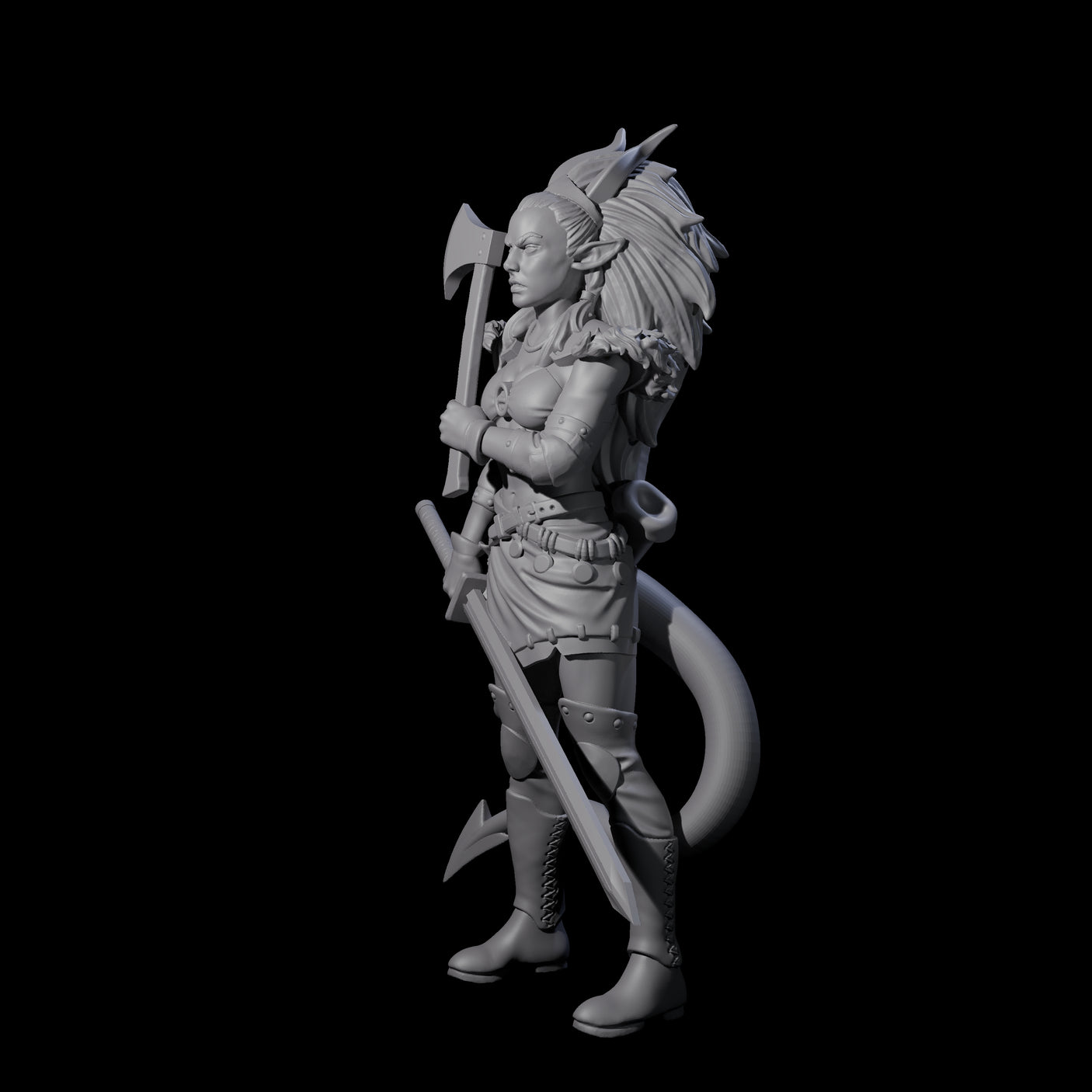 Prepared Female Tiefling Barbarian Miniature for Dungeons and Dragons, Pathfinder or other TTRPGs