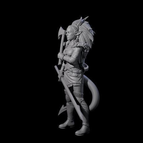 Prepared Female Tiefling Barbarian Miniature for Dungeons and Dragons, Pathfinder or other TTRPGs