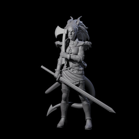 Prepared Female Tiefling Barbarian Miniature for Dungeons and Dragons, Pathfinder or other TTRPGs