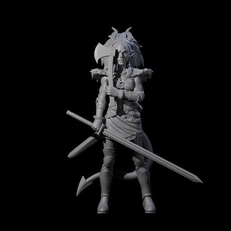 Prepared Female Tiefling Barbarian Miniature for Dungeons and Dragons, Pathfinder or other TTRPGs