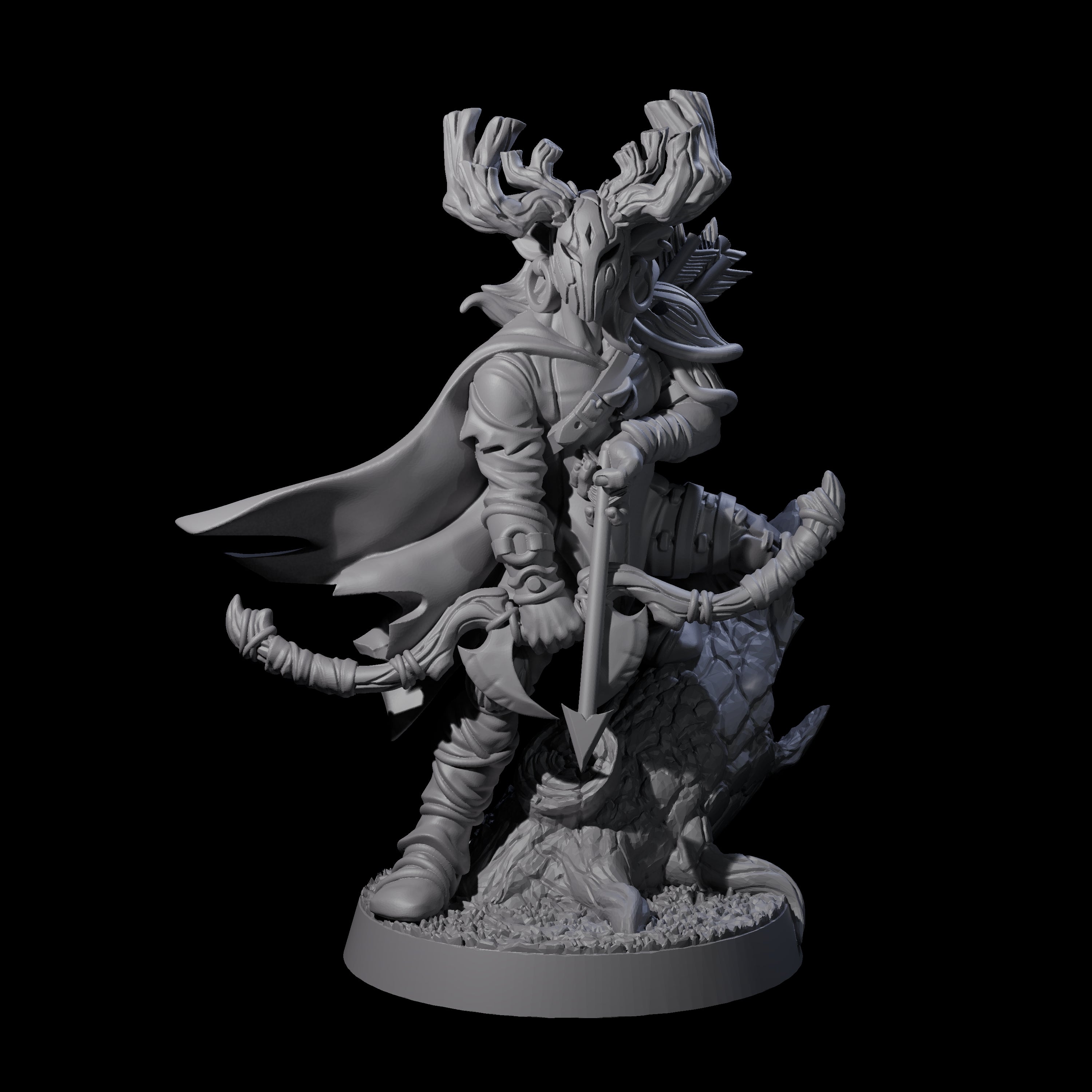 Preparing to Fire Wood Elf with Mask Miniature for Dungeons and Dragons, Pathfinder or other TTRPGs