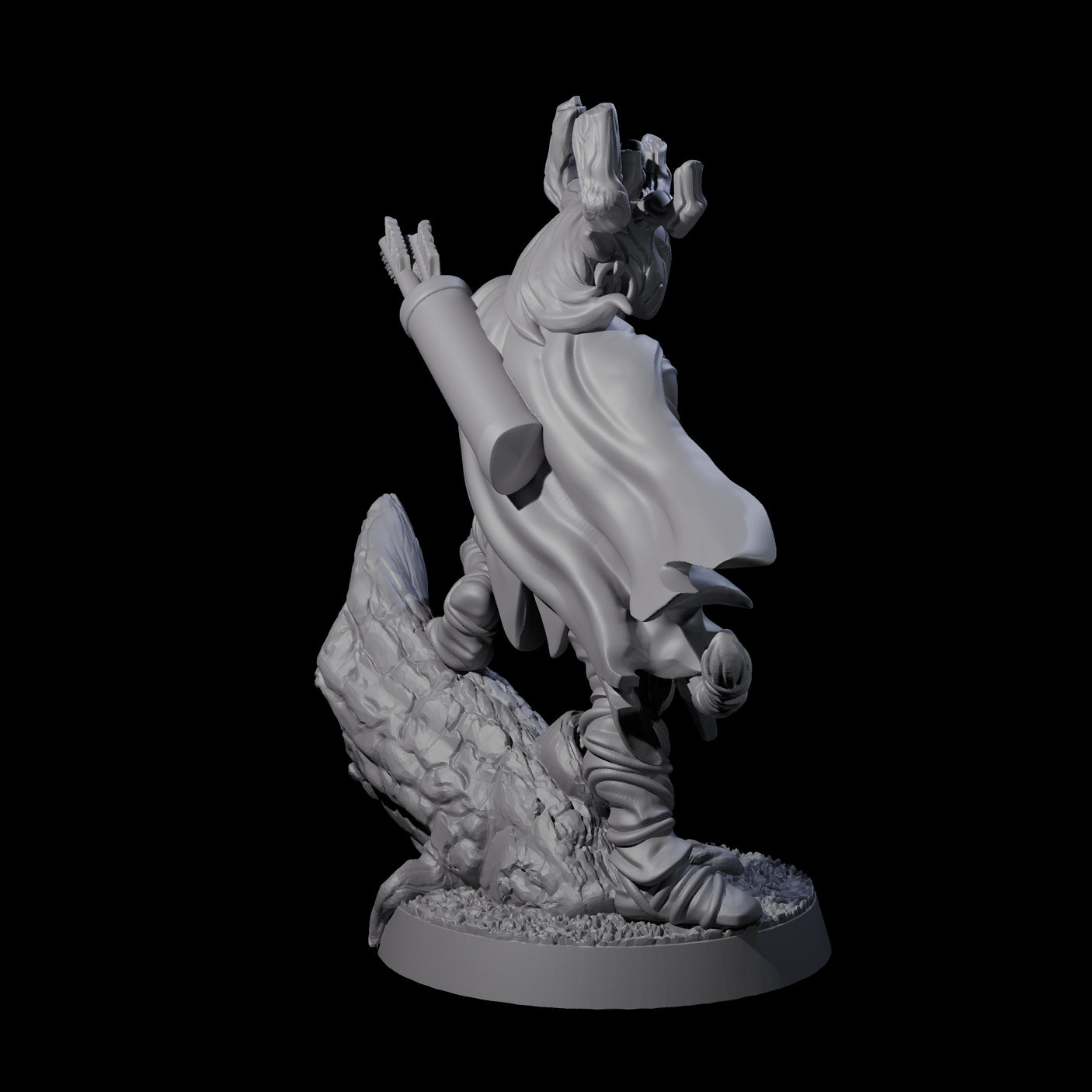 Preparing to Fire Wood Elf with Mask Miniature for Dungeons and Dragons, Pathfinder or other TTRPGs