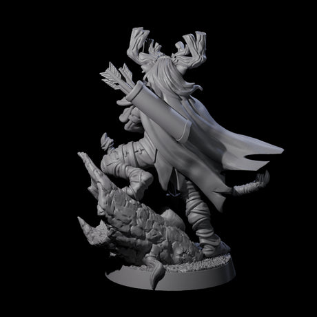 Preparing to Fire Wood Elf with Mask Miniature for Dungeons and Dragons, Pathfinder or other TTRPGs