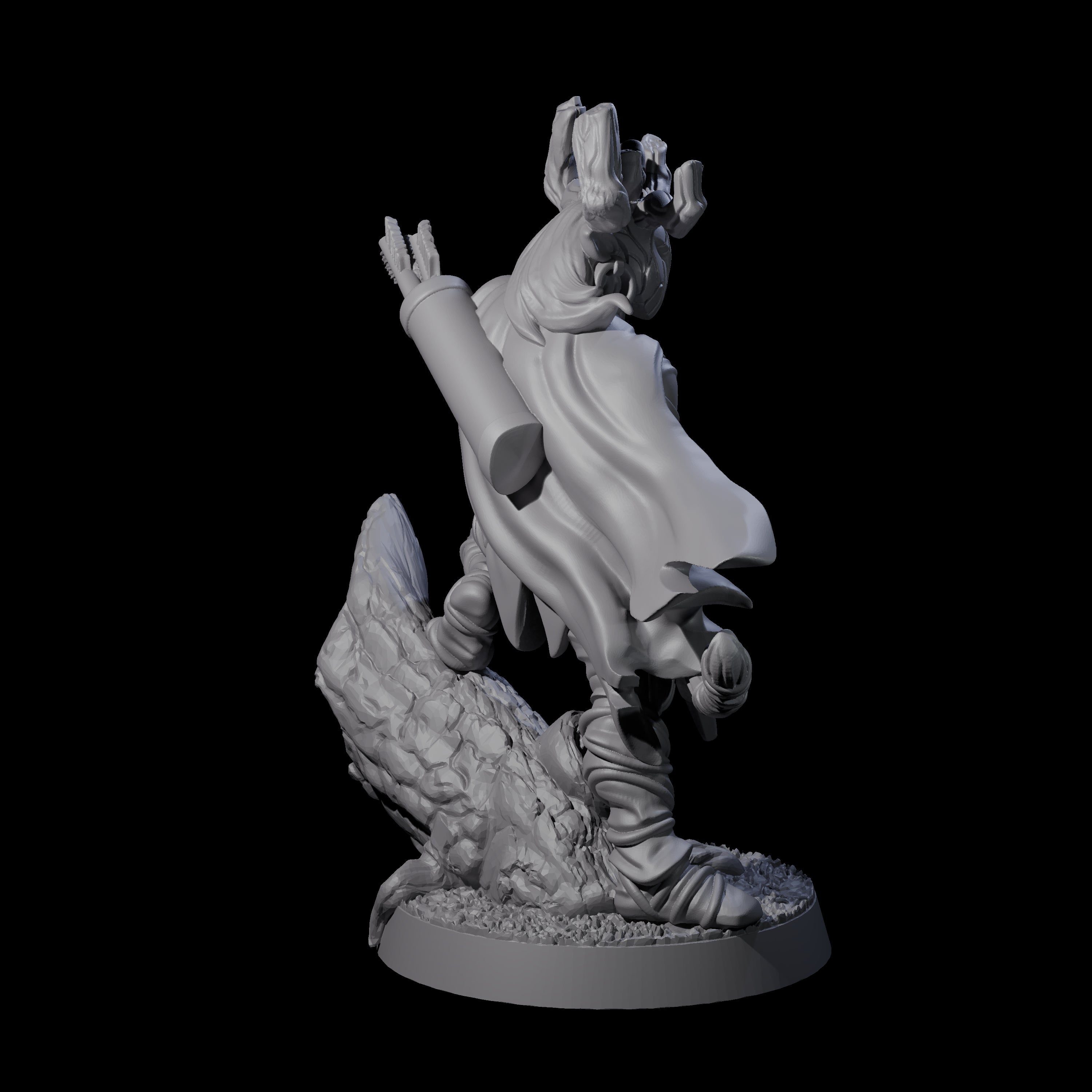 Preparing to Fire Wood Elf with Mask Miniature for Dungeons and Dragons, Pathfinder or other TTRPGs